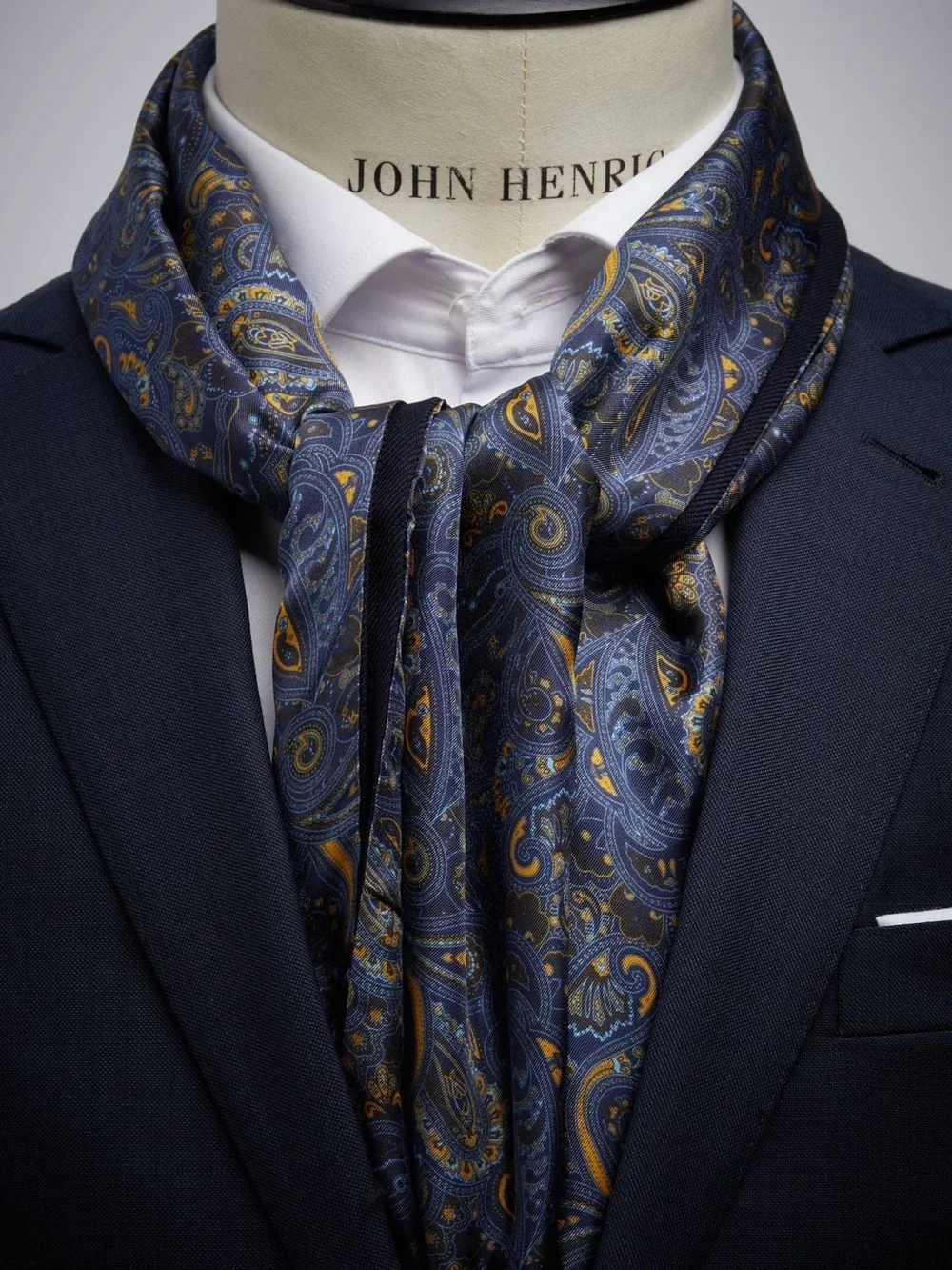 John Henric Blue Scarf Wool Silk